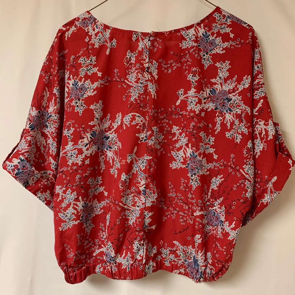 Anthro Staring At Stars Crop Top Red Floral - Picture 5 of 6